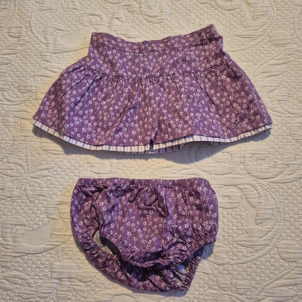 Janie and Jack girls skirt size 6-12 months light purple with white flower GUC